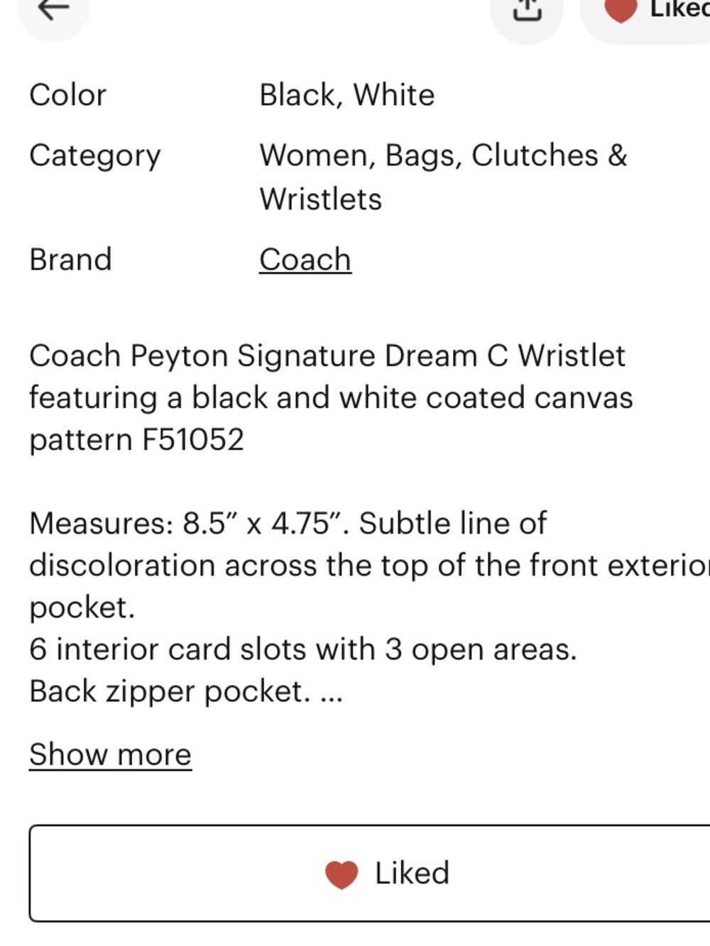 Coach Black Dream C Signature Print Wristlet - Picture 7 of 8